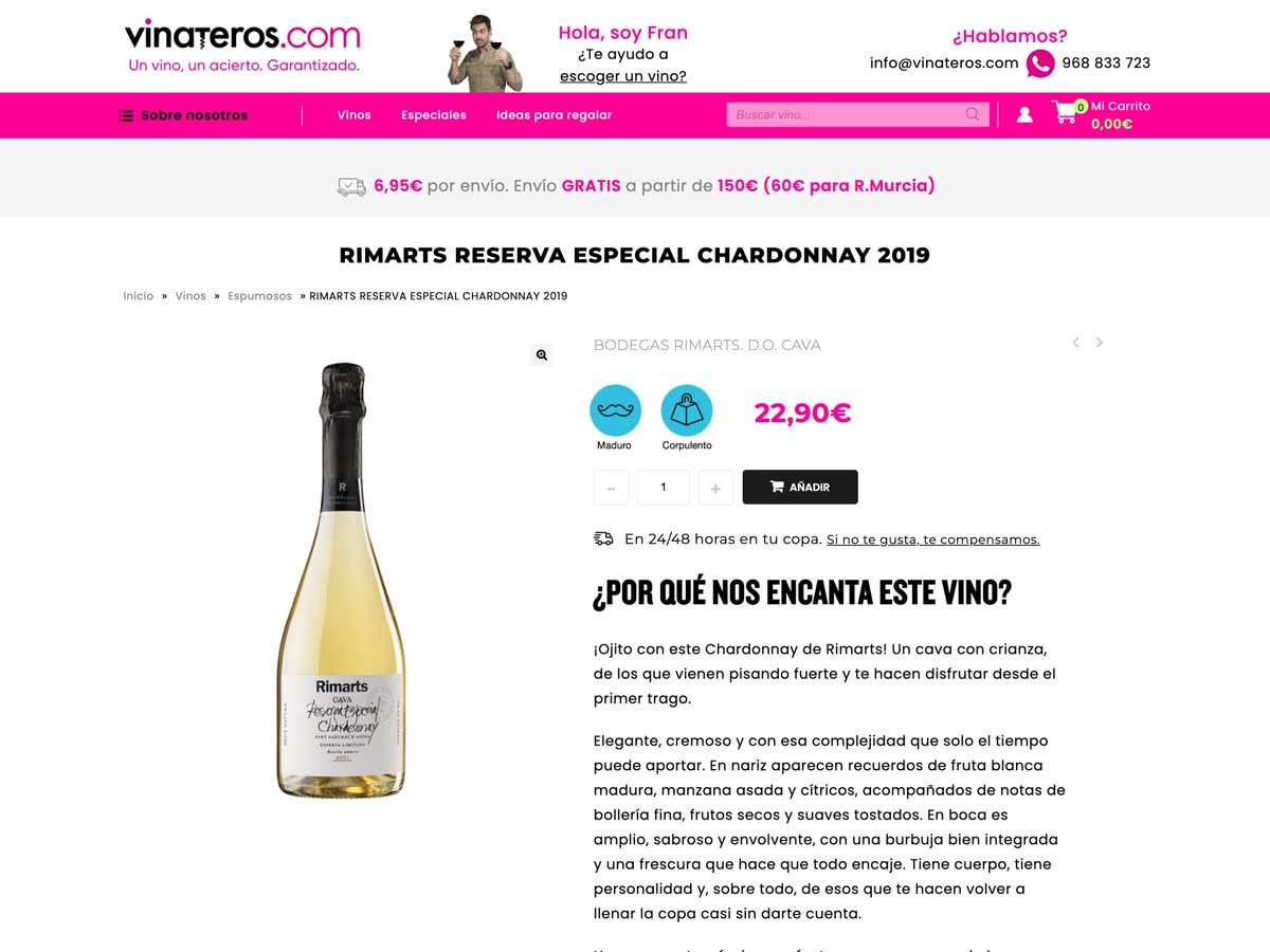 Ficha de producto de la tienda online de Enoteca Vinateros